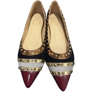 Elegant Studded Flats Black Gray Maroon Size 41 (10-10.5 US)